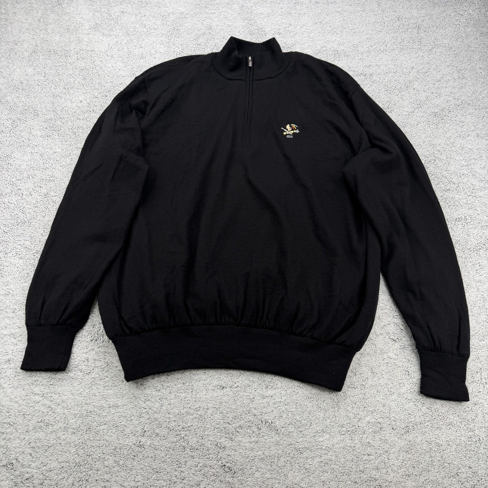 Footjoy 1/4 Zip Sweater Mens XXL Black Wool Mock Lined Windbreaker Golf Pullover